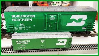 HO Scale and LEGO Trains Comparison - BMR Burlington Northern Boxcar and Shell Tank Car