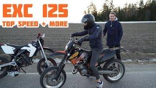 KTM EXC 125 TOP SPEED, WHEELIES & FIRST TIME RIDING