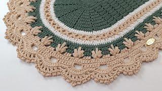 TAPETE FOLHA EM CROCHÊ MUITO FÁCIL DE FAZER, passo a passo completo #jogodebanheiro #crocheting