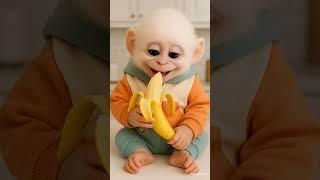 Cute baby and monkey ️