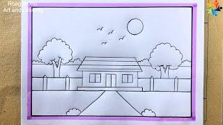 How to draw House of Village Scenery || Pencil Drawing