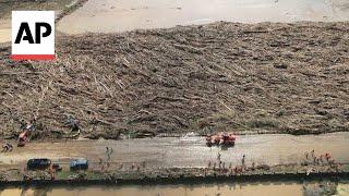 Drone footage shows damage in the Philippines by Typhoon Usagi