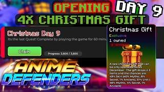 OPENING 4 CHRISTMAS GIFT FROM SANTA'S QUEST!!! (Christmas Day 9 Quest) - Anime Defenders