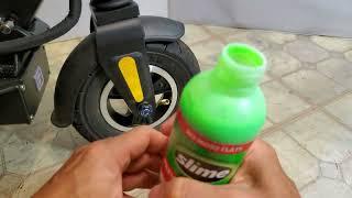 How to put Slime Tube Sealant in Electric Scooter Tubed Tire - 3 minute vid