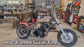 HUC Framed Suzuki Pt4 Final Pegs Brake Struts Handmade Custom Bike Building #chopper #handmade #hot