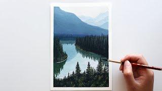 Mountain Lake Reflection | Gouache Tutorial