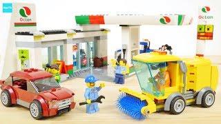 レゴ シティ ガソリンスタンド 60132 　レッカー車 道路清掃車 給油 ／ Lego City Service Station 60132