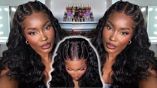 IT'S GIVING HOLIDAY VIBES!  THE BEST PRE BRAIDED STYLED GLUELESS WIG FOR BEGINNERS | WEST KISS HAIR