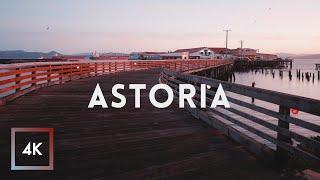 Scenic Morning Sunrise Walk in Astoria, Oregon Waterfront, Binaural Audio 4K