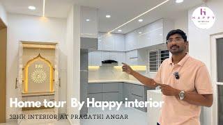 Elegant 3bhk interior Home Tour by Happy Interior | Hyderabad Mobile: 9989671020 , 9000211137