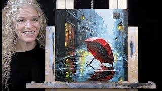 STREET UMBRELLA- Learn How to Draw and Paint with Acrylics- Easy Beginner Acrylic Painting Tutorial