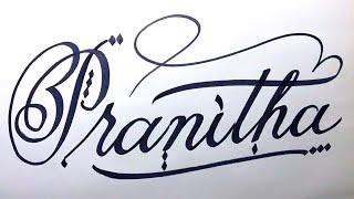 Pranitha Name Signature Calligraphy Status | How to Cursive write with cut Marker #pranitha