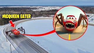 Drone Catches LIGHTNING MCQUEEN EATER IN REAL LIFE! *HE ATE MY DRONE*