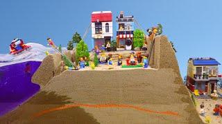 LEGO City Hit By Tsunami - LEGO Dam Breach Experiment Compilation - Wave Machine VS LEGO Sets