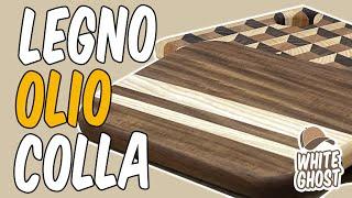 Olio, legno e colla per taglieri