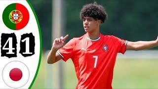 Portugal vs Japan (4-1) U-15 Highlights | Cristiano Ronaldo Jr GOALS & Skills! 