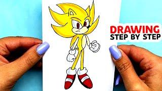 How to draw Super Sonic | Gold Sonic drawing by Yulka Art