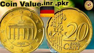 20 Euro cent German 2002 nordic gold coin value in india pakistan..