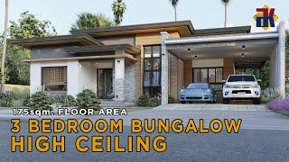 HOUSE DESIGN 3 Bedroom Bungalow with High Ceiling | 175sqm | Exterior & Interior Animation