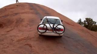 Moab rock crawling in a Crown Victoria - baby lions back slick rock jeep climb