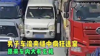 男子偷狗被發現，為了躲避交警，在車流中瘋狂走位！