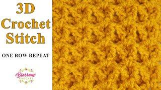 Super Squishy Chunky 3D V Stitch Blanket Stitch • ONE ROW REPEAT • Blossom Crochet Tutorial