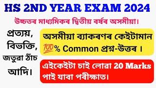 HS 2nd Year Assamese Grammar 2024/অসমীয়া ব্যাকৰণৰ কেইটামান % Common প্ৰশ্ন-উত্তৰ/HS 2024 Assamese