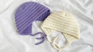 Шапочка для новорожденного крючком. Мастер класс. Baby Bonnet Crochet Pattern Tutorial