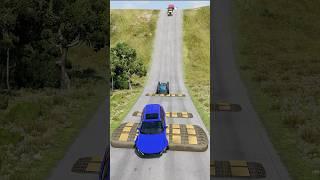 Small to Giant car vs 3 massive speed bump #beamngdrive #shorts
