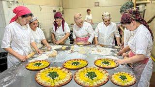 Traditional Street Food. TukhumBarak, Tandoor Gumma and Suzma Pilaf. Uzbek Cuisine