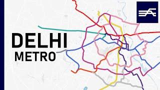 Evolution of the Delhi Metro 2002-2026 (geographic map)