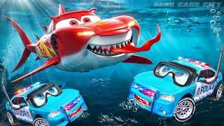 SHARK McQueen's Underwater Attack - Part 1: Police Cars Action-Packed Rescue Adventure