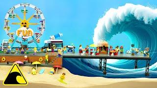 Lego Pier Hit by Tsunami - Dam Breach Flood Experiment - Natural Disaster