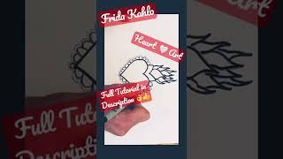 EASY Frida Kahlo Heart Drawing - For Kids Inspired by Mexican Folk Art #fridakahlo #mrschuettesart