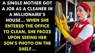 A SINGLE MOTHER GOT A JOB AS A CLEANER IN A MILLIONAIRE'S HOUSE... WHEN SHE ENTERED THE OFFICE TO...