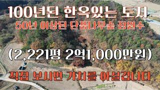 (매물번호:1119)100년된 고택있는 토지2,221평 매매가2억1천만원. 강원도 귀농,귀촌지로 최고의 땅