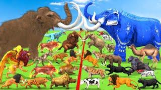 Modern Mammals vs Cenozoic Beasts Size Comparison Mammoth T-Rex Vs Elephant Tiger Animal Epic Battle