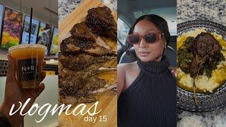 vlog! cook with me (lamp chops + southern greens + cheese grits + dessert) yunnierose vlogmas day 15