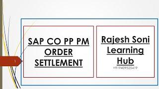 SAP CO PP PM ORDER SETTLEMENT#S/4 HANA#