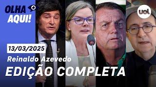 Reinaldo Azevedo: Bolsonaro recebe apoio por anistia; tensão na Argentina; Gleisi e Lula l ao vivo