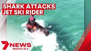 Jet ski rider's terrifying encounter with a three-metre shark off North Stradbroke Island | 7NEWS