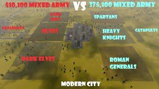 510,100 Mixed Army vs 375,100 Mixed Army | Modern City Map | Ultimate Epic Battle Simulator 2