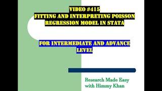 415: #Poisson #Regression | Estimation | Interpretation in #STATA