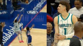 LaMelo Ball hits insane 3 falling out of bounds to force OT vs 76ers 