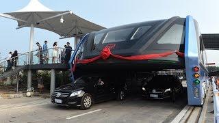 Awesome! China's futuristic "straddling bus" launches 1st road test