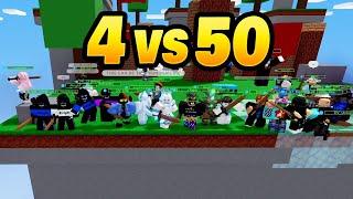 4 vs 50 in Roblox BedWars