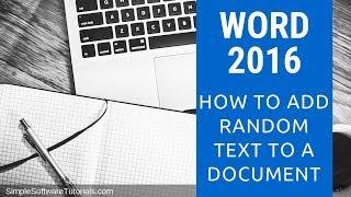 How to Add Random Text Into a Word Document