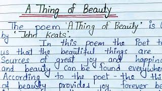 A thing of Beauty central idea class 12 | class 12 English important central idea | class 12