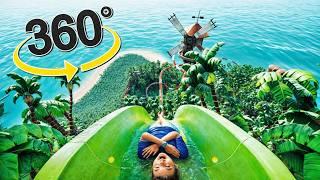 VR Virtual Reality 360°: Waterslide in a Tropical Paradise