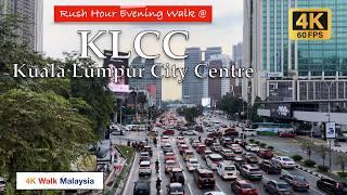 [4K 60fps HDR] RUSH HOUR Evening Walk at KLCC / Kuala Lumpur City Centre, Malaysia Walking Tour 2024